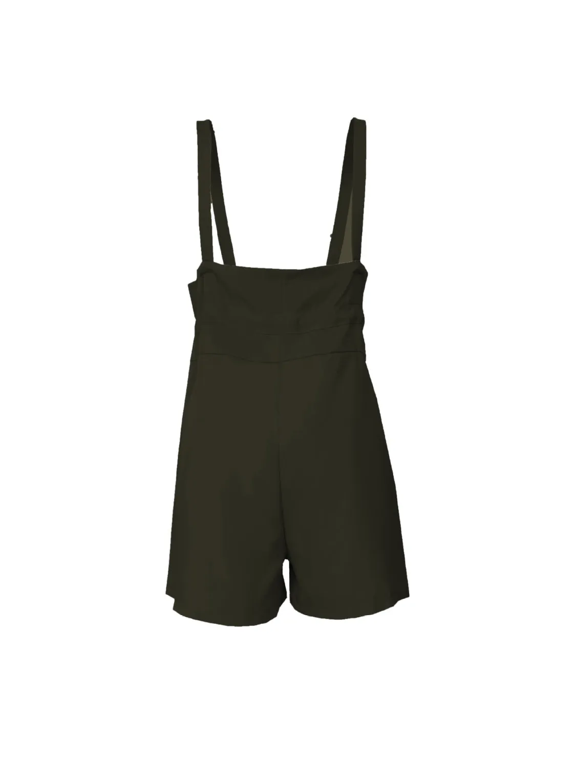 TEEK - Drawstring Pocketed Wide Strap Pocketed Short Overalls