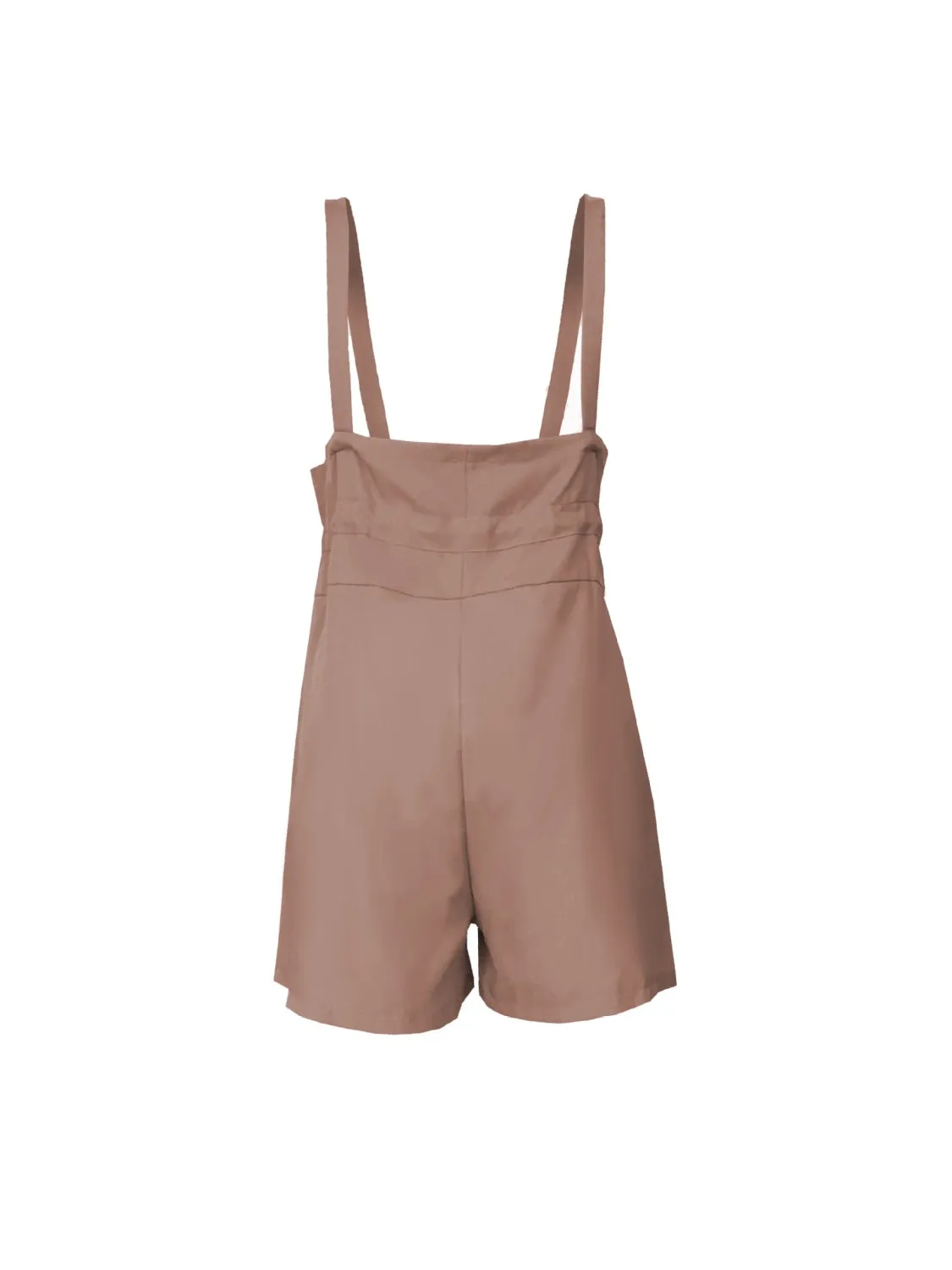 TEEK - Drawstring Pocketed Wide Strap Pocketed Short Overalls