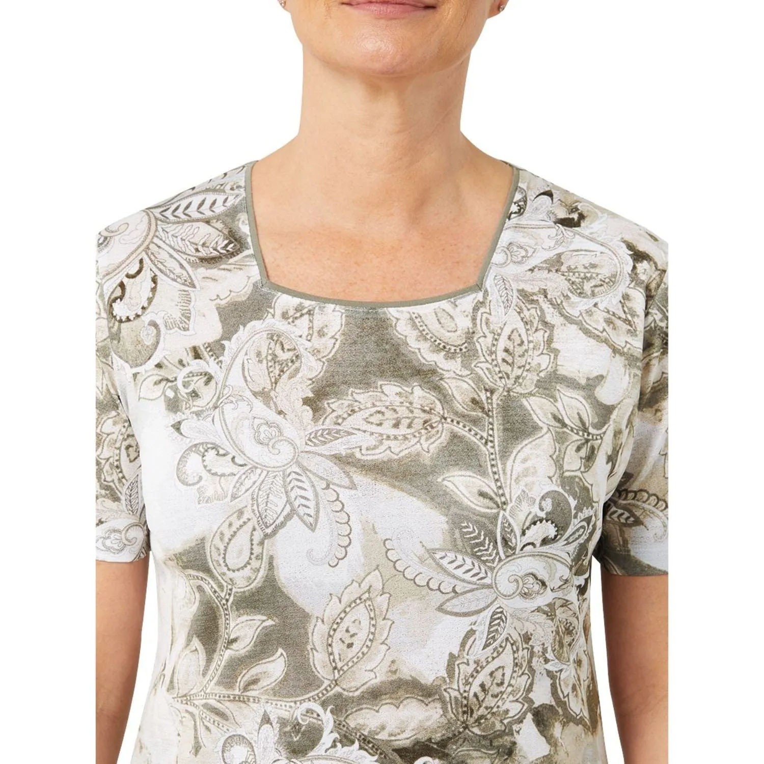 TIGI 18/20 Soft Square Neck Paisley Print Top