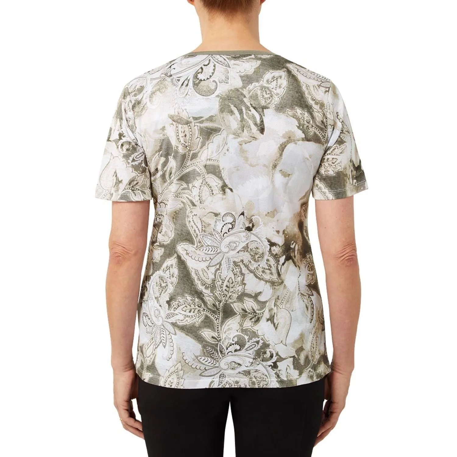 TIGI 18/20 Soft Square Neck Paisley Print Top