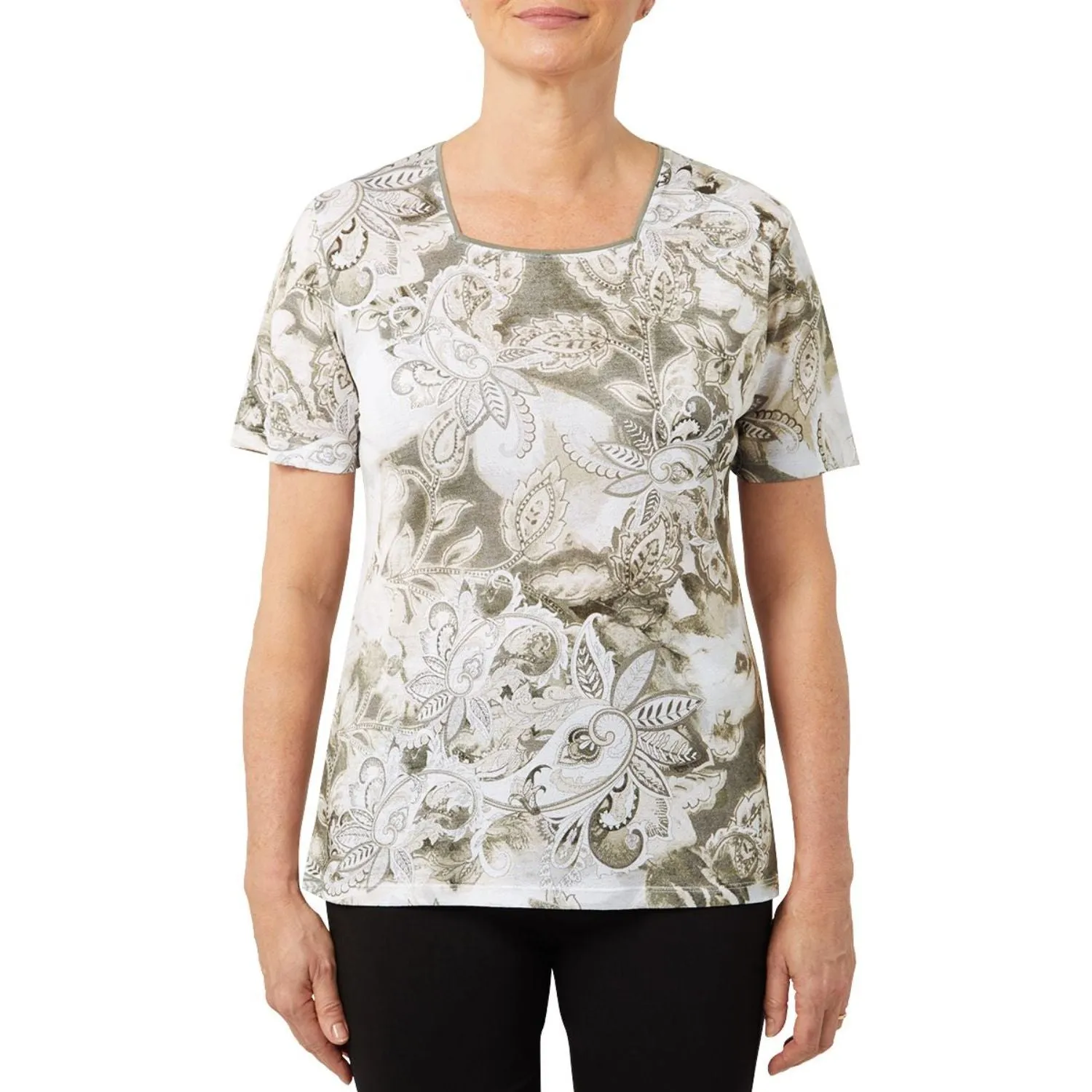 TIGI 18/20 Soft Square Neck Paisley Print Top