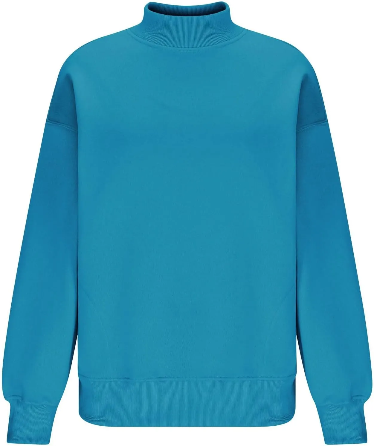 Trendy Sweatshirt for Women with Pockets Stretchy Mock Neck Tops Drop Shoulder Solid Color Pullover Hoodie Y2K