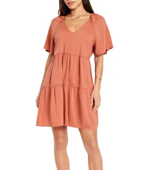 V-Neck Mini Swing Dress for Women Amberglow