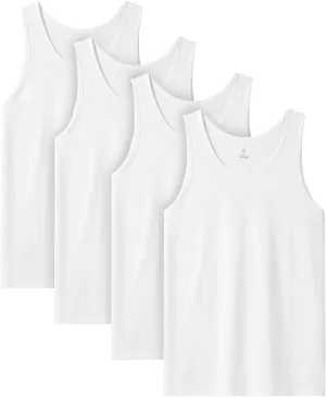 Wholesale Men's 100% Cotton Tank Top Ultra Soft Sleeveless Undershirts - White