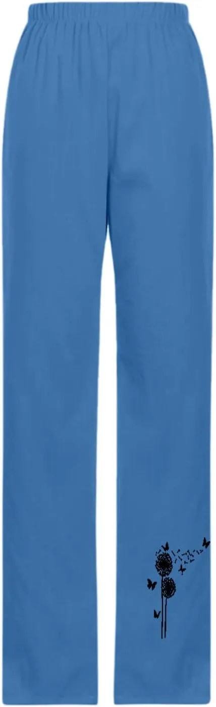 Womens Pants Casual Floral Printed Plus Size Capris Loose Fitting Joggers Lightweight Cropped Pants with Pocket